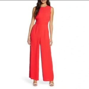 Eliza J Red Sleeveless Jumpsuit